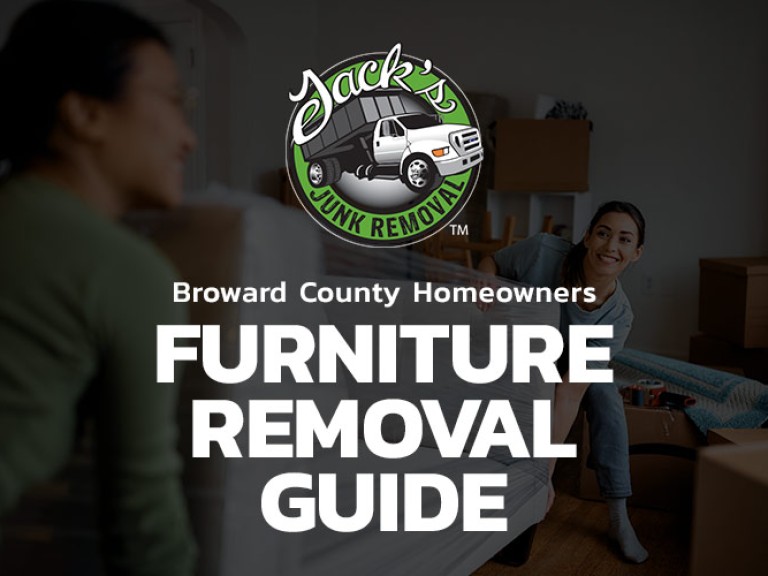 Junk removal team carrying a couch out of a home in Broward County
