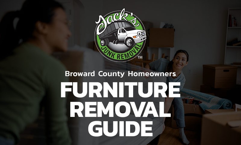 Junk removal team carrying a couch out of a home in Broward County Junk removal team carrying a couch out of a home in Broward County
